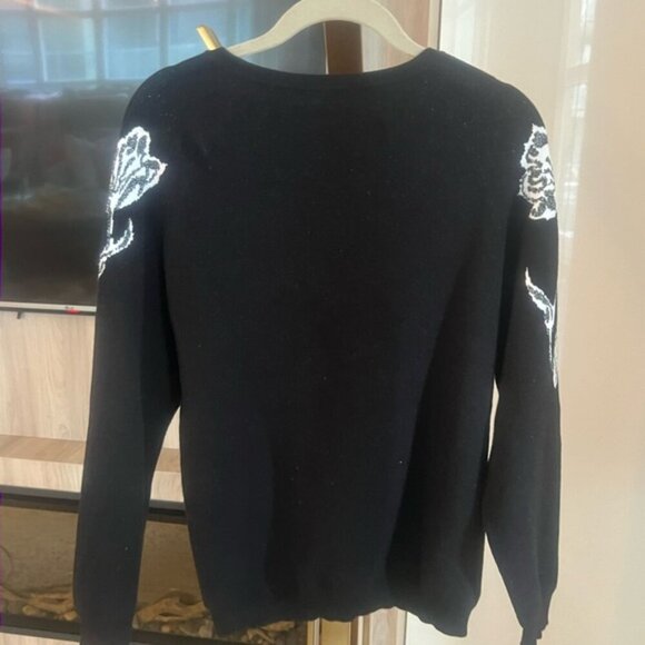 Blugirl Knit Sweater w/ Floral Sleeves & Subtle Sparkle – M - Picture 2 of 12